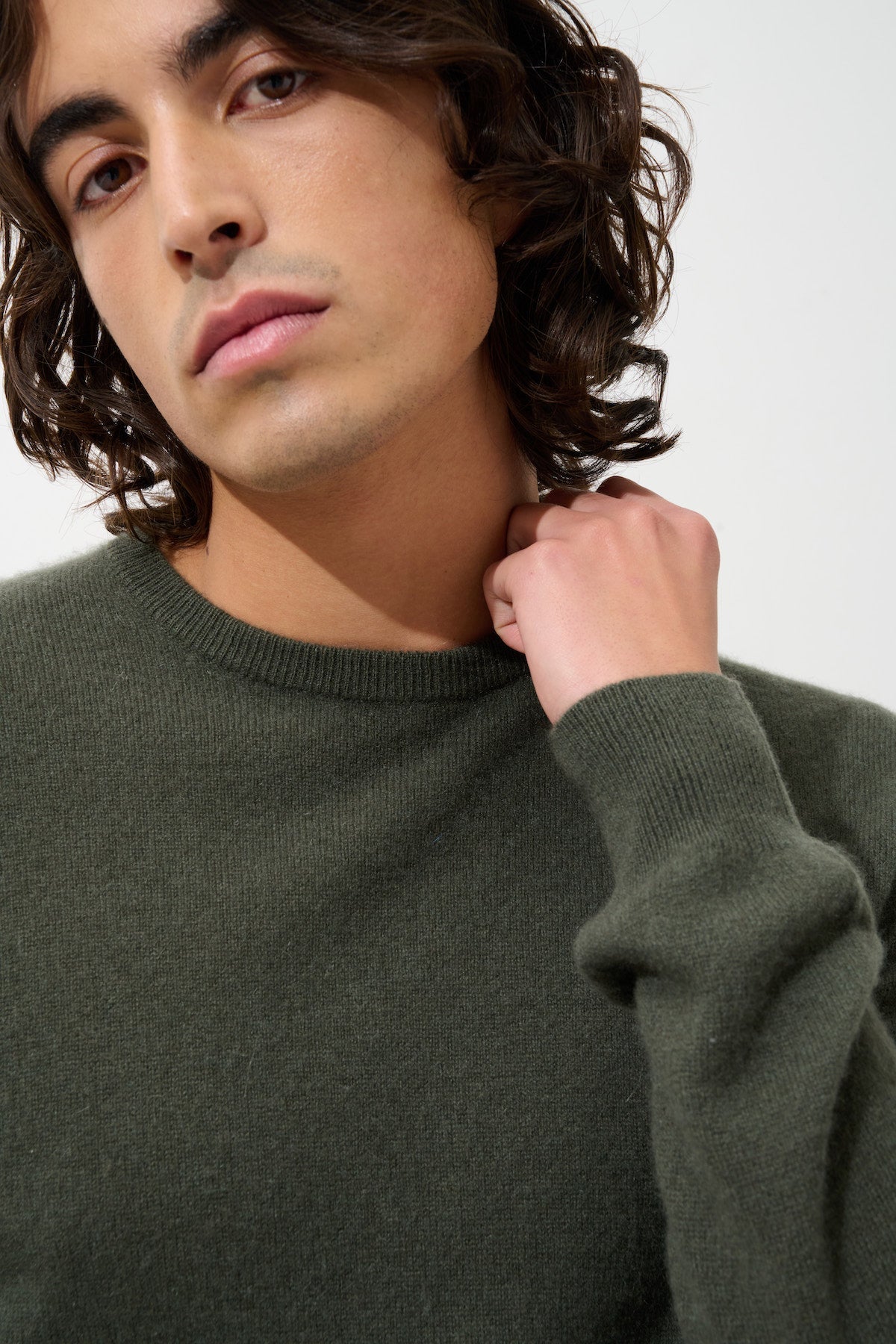 Aiglière Round-Neck Jumper - Khaki - 100% 2-Ply Cashmere - Men
