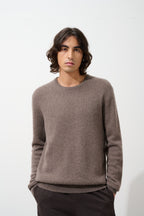 Jersey de cuello redondo - 100% Cachemira de 4 hilos - Topo jaspeado - Hombre