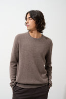 Pull Col Rond 4 Fils Victo - Taupe Chiné - 100% Cachemire 4 Fils - Homme