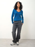 Pull Col V Galise - Paon - 100% Cachemire 2 Fils