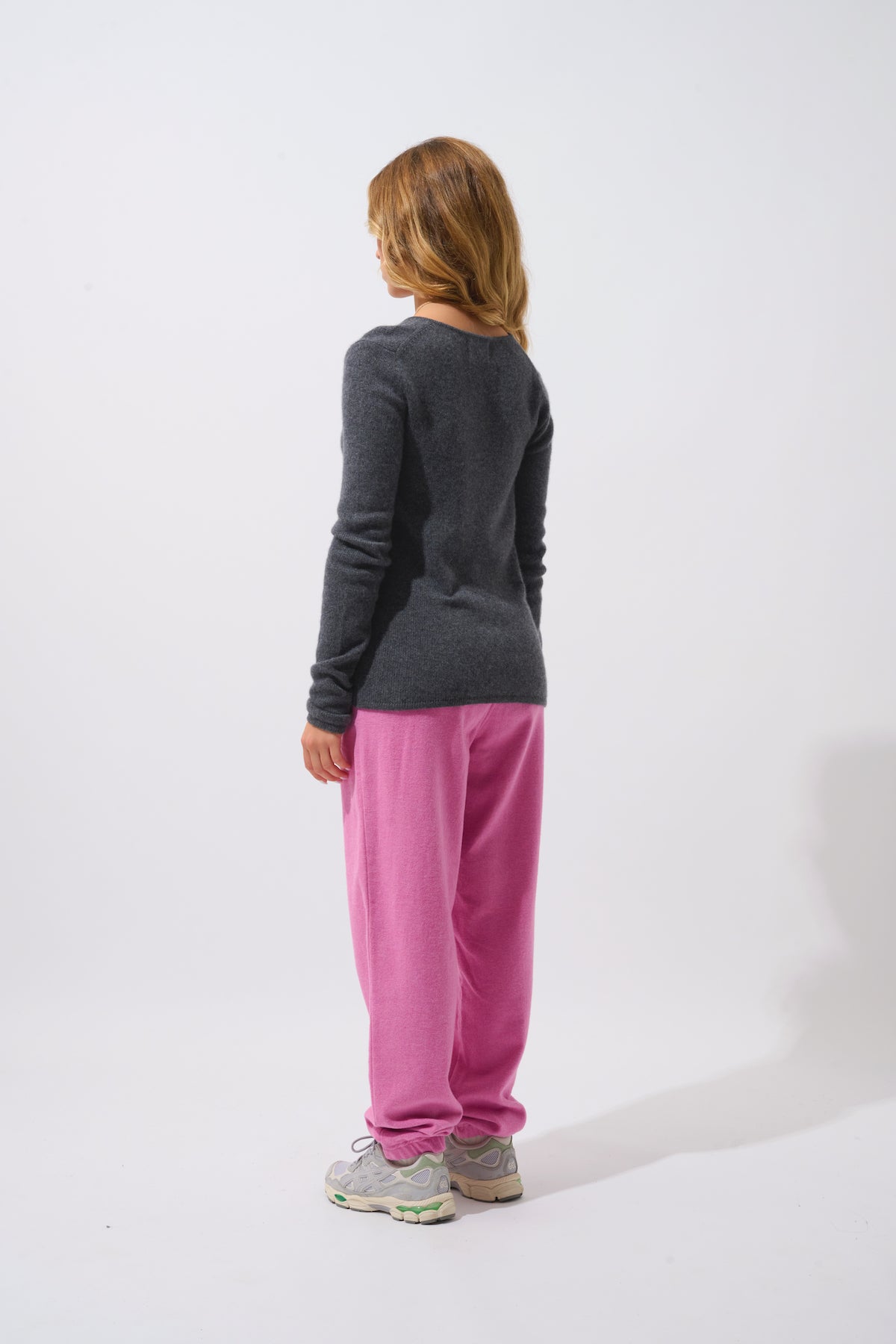 V-Ausschnitt-Pullover 4-fädig Chelsea - Anthrazit Meliert - 100 % Kaschmir 4-fädig