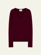 Pull Col V 4 Fils Chelsea - Bordeaux - 100% Cachemire 4 Fils - Femme