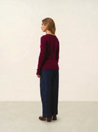 Pull Col V 4 Fils Chelsea - Bordeaux - 100% Cachemire 4 Fils - Femme