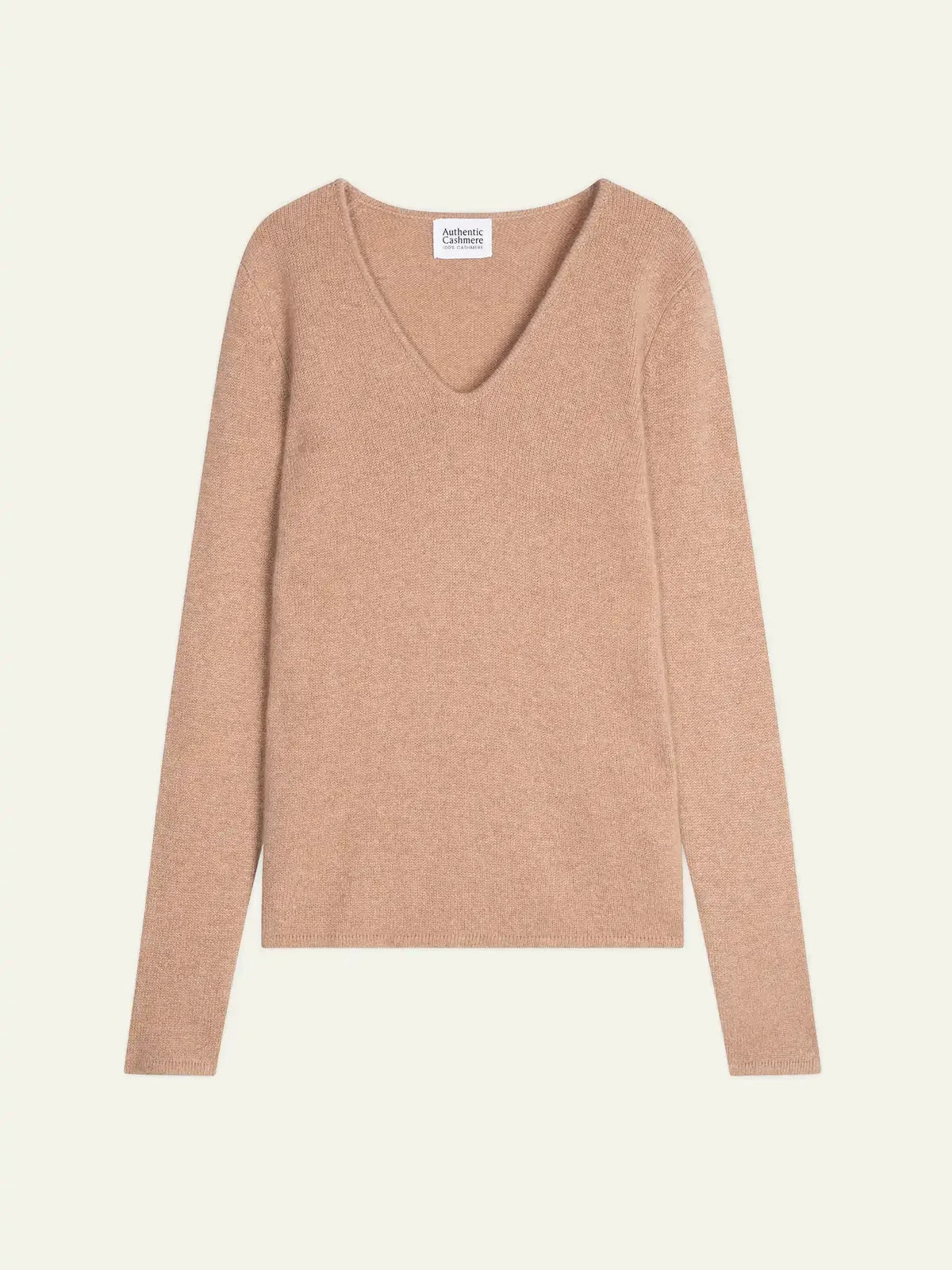 Pull Col V 4 Fils - Chelsea - Camel Chiné
