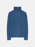 Jersey de cuello alto Bise - Azul Denim - 100% cachemira de 2 hilos
