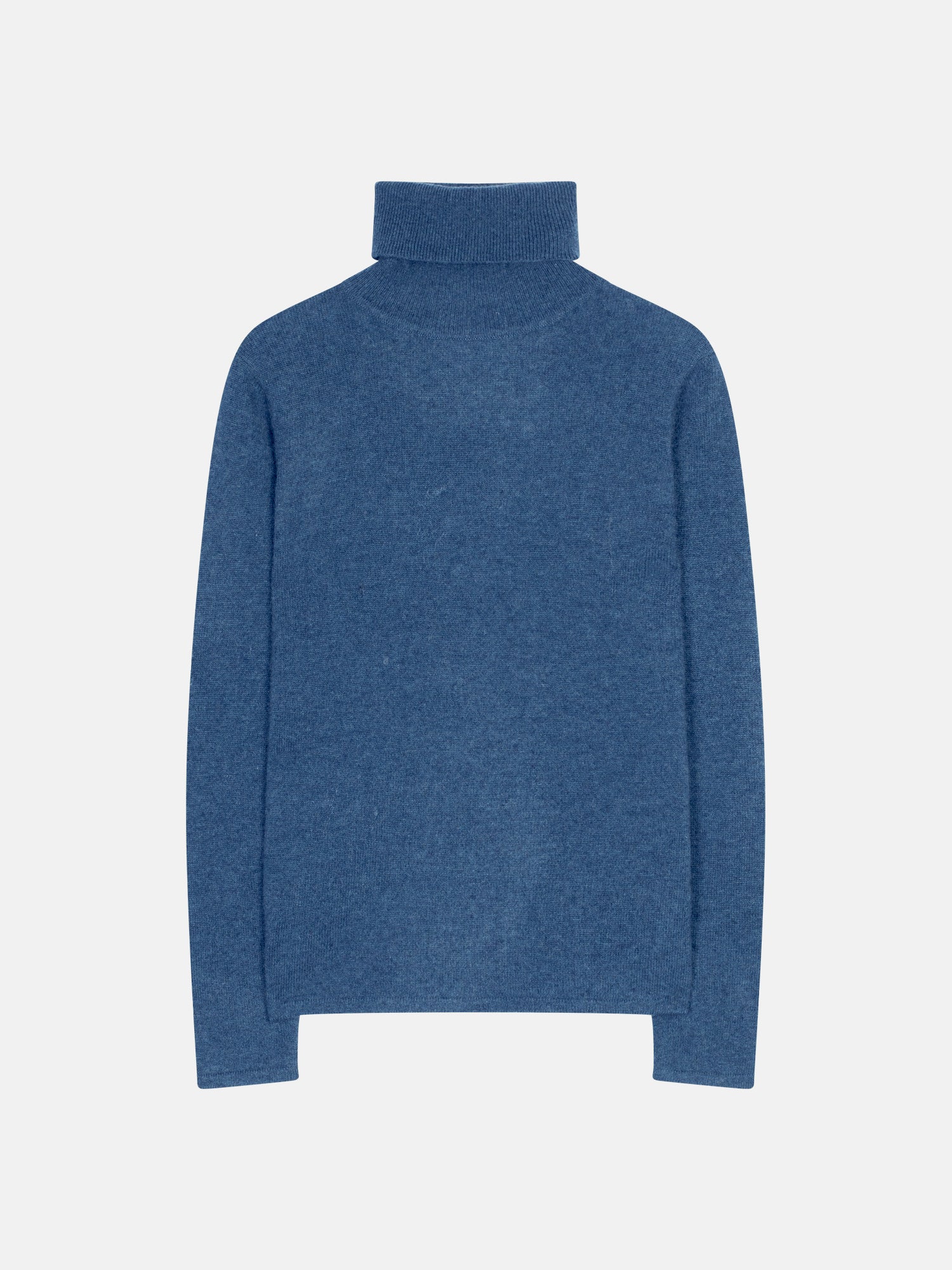 Jersey de cuello alto Bise - Azul Denim - 100% cachemira de 2 hilos