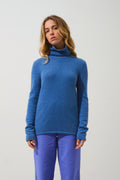 Pull Col Roulé 4 Fils Linda - Bleu Denim - 100% Cachemire 4 Fils