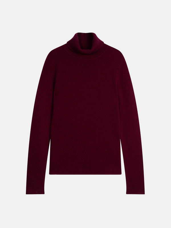 Rollkragenpullover 4-fädig Linda – 100 % Kaschmir, 4-fädig – Bordeaux