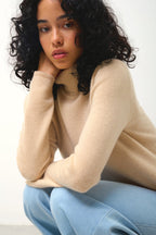 4-Ply Roll-Neck Jumper - Linda - Sand