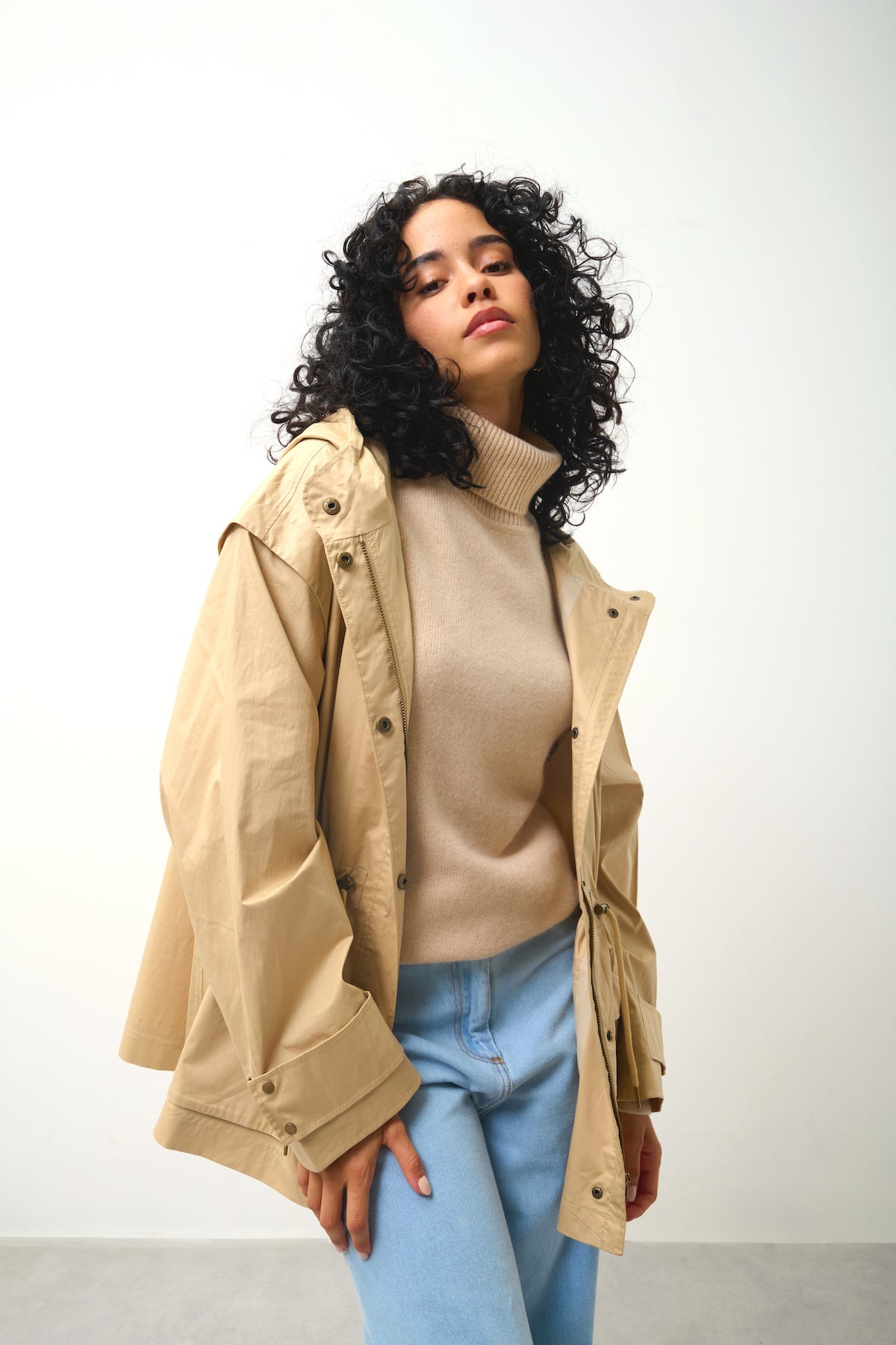 4-Ply Roll-Neck Jumper - Linda - Sand