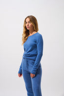 Pull Col Rond Epéna - Bleu Denim - 100% Cachemire 2 Fils - Femme