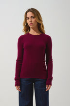 Pull Col Rond 4 Fils Ivy - Bordeaux - 100% Cachemire 4 Fils - Femme
