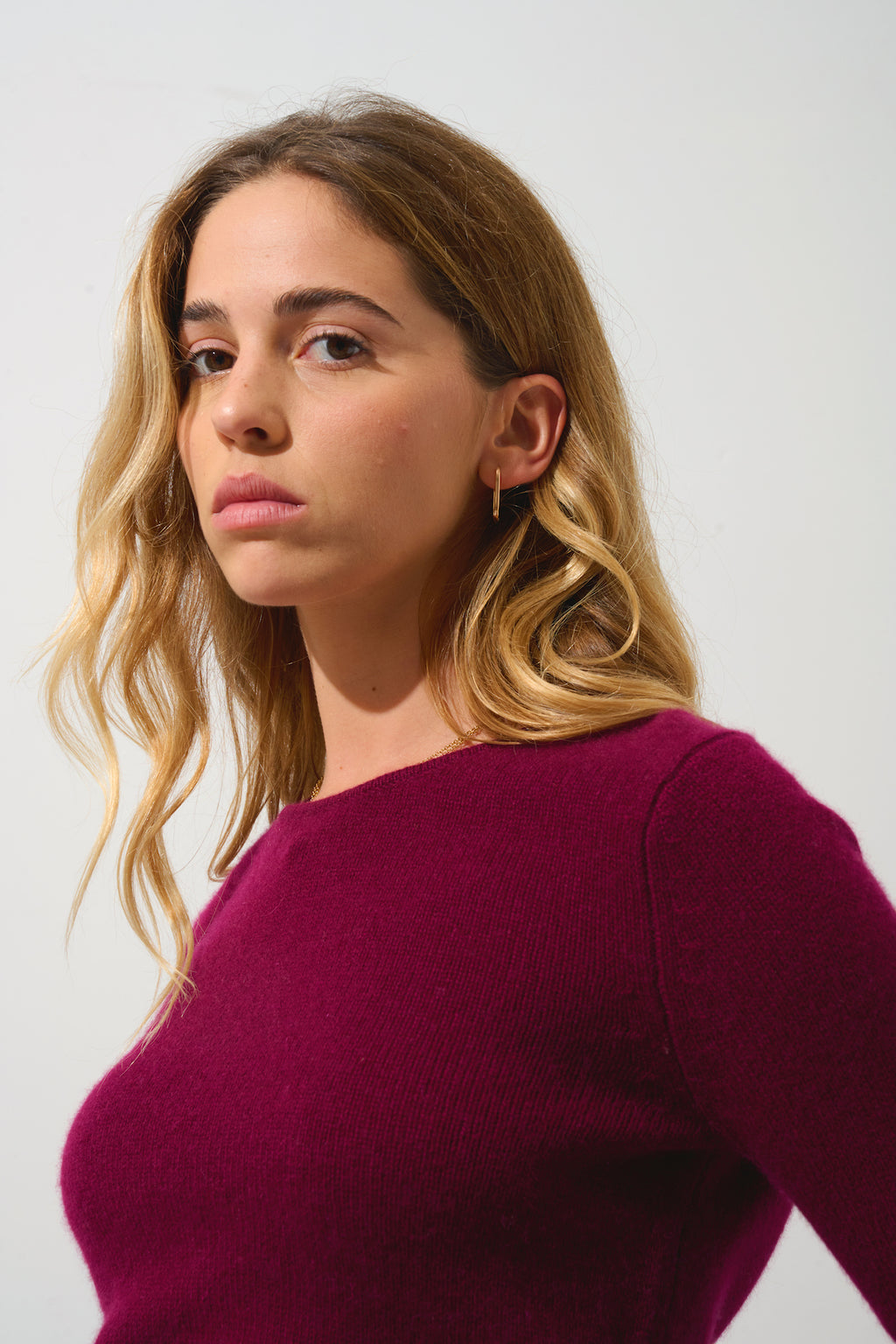 Pull Col Rond 4 Fils Ivy - Bordeaux - 100% Cachemire 4 Fils - Femme