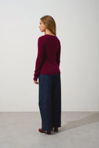 Pull Col Rond 4 Fils Ivy - Bordeaux - 100% Cachemire 4 Fils - Femme