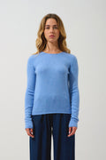 4-Ply Crew Neck Jumper Ivy - Sky - 100% 4-Ply Cashmere - Women