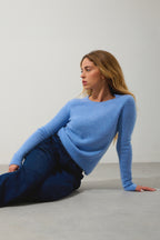 4-Ply Crew Neck Jumper Ivy - Sky - 100% 4-Ply Cashmere - Women