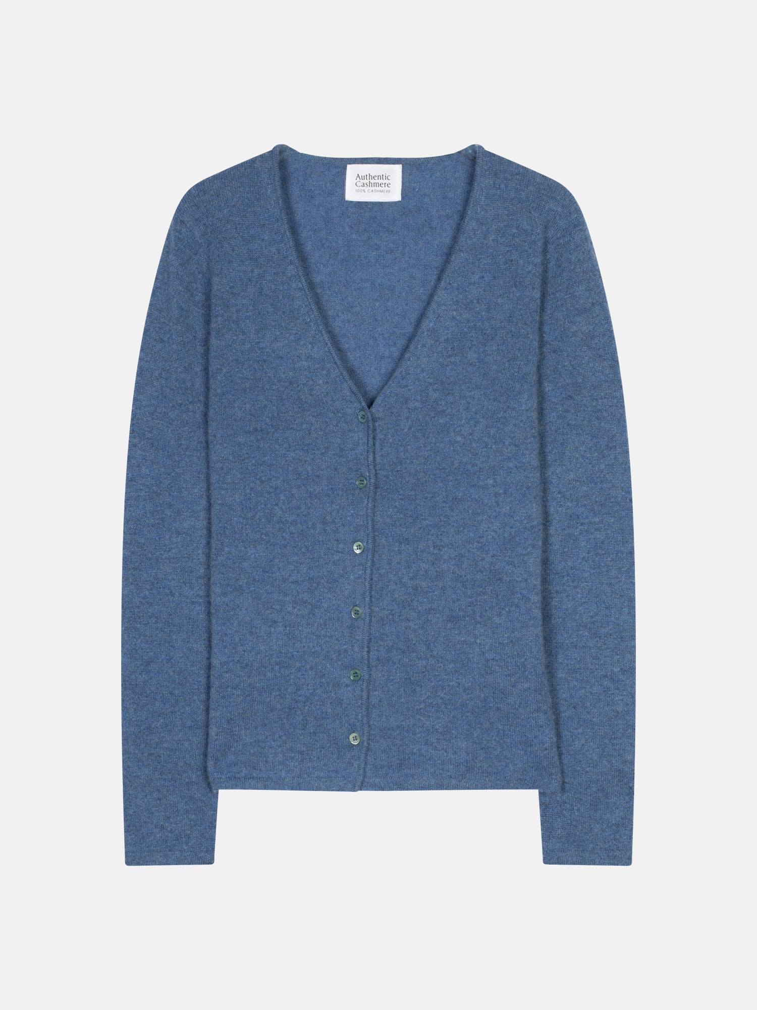 Cardigan - 100% Cachemire 2 Fils - Bleu Denim - Femme