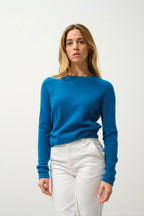 Jersey de cuello redondo Ecrin - Pavo real - 100% cachemira de 2 hilos - Mujer