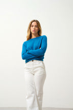 Jersey de cuello redondo Ecrin - Pavo real - 100% cachemira de 2 hilos - Mujer