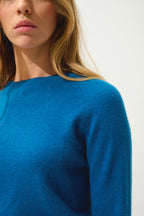 Jersey de cuello redondo Ecrin - Pavo real - 100% cachemira de 2 hilos - Mujer