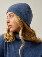 Manti Beanie - 100% Cashmere, 2-Ply - Denim Blue