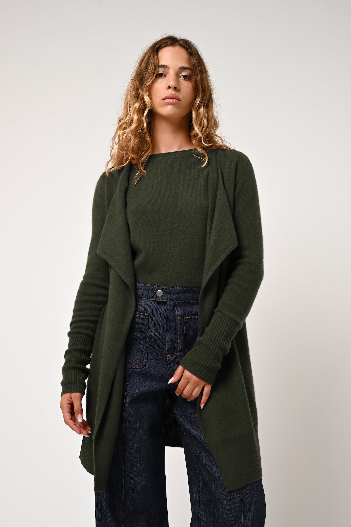 Veste - 100% Cachemire 2 Fils - Kaki