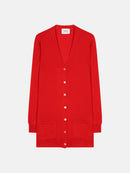 Cardigan Col V Cimet - Rouge - 100% Cachemire 2 Fils - Femme