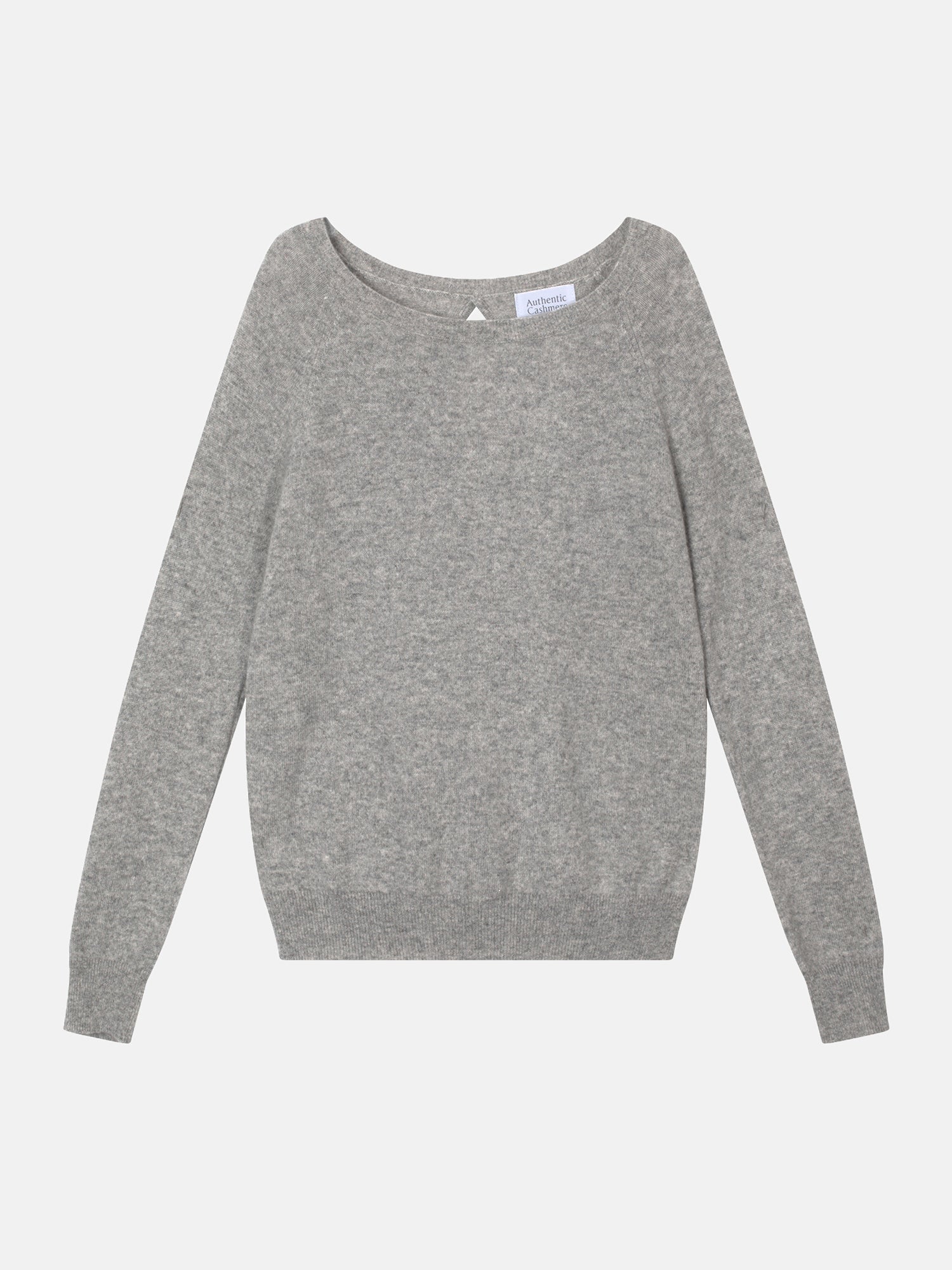 Pull Col Bateau Goutte Dos Dibona - Nuage Chiné - 100% Cachemire 2 Fils