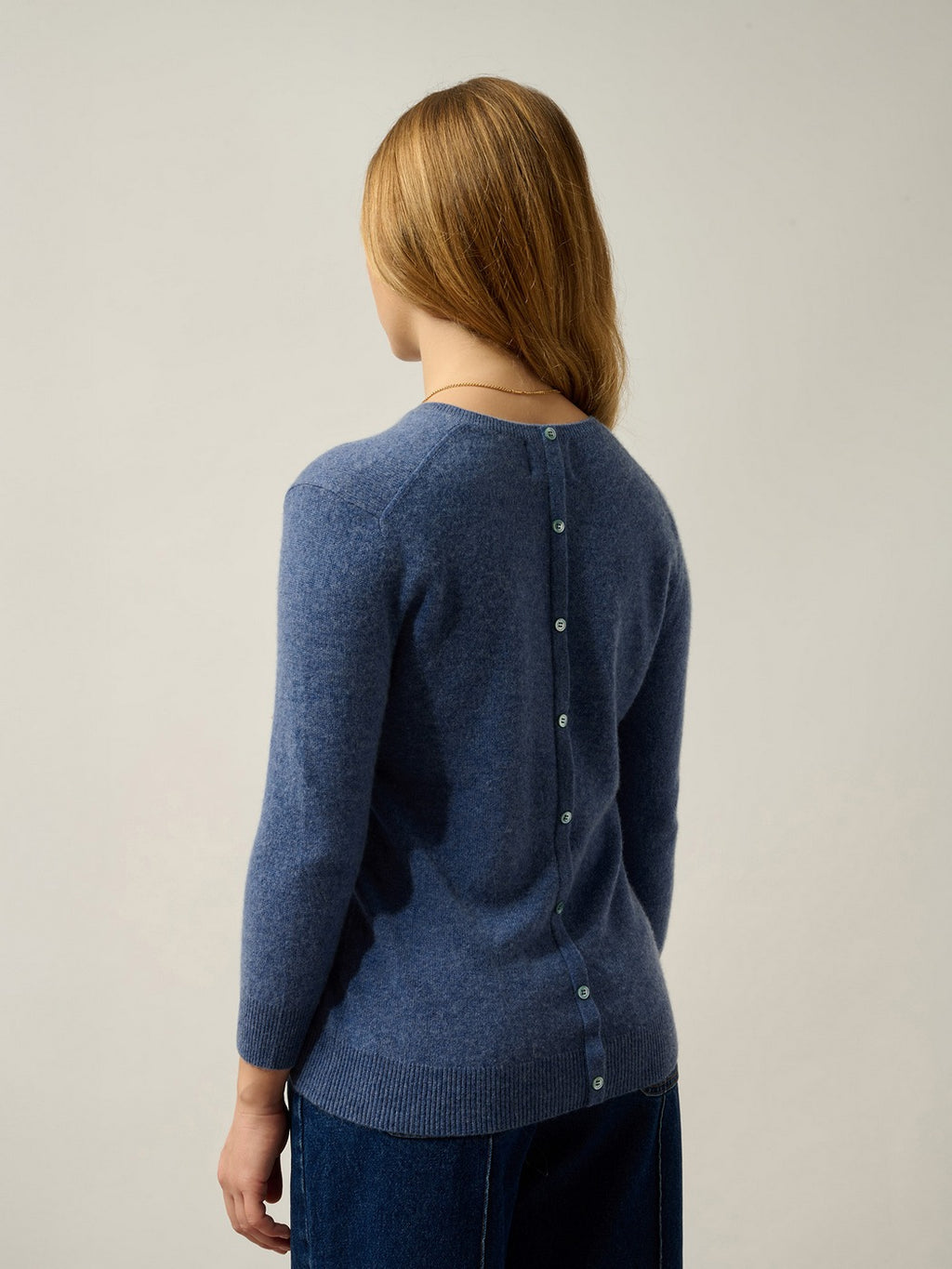 Pull Col Rond Boutonné Dos - Estaris - Bleu