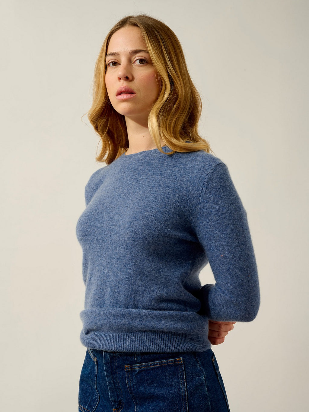 Pull Col Rond Boutonné Dos - Estaris - Bleu