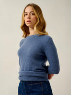 Pull Col Rond Boutonné Dos - Estaris - Bleu