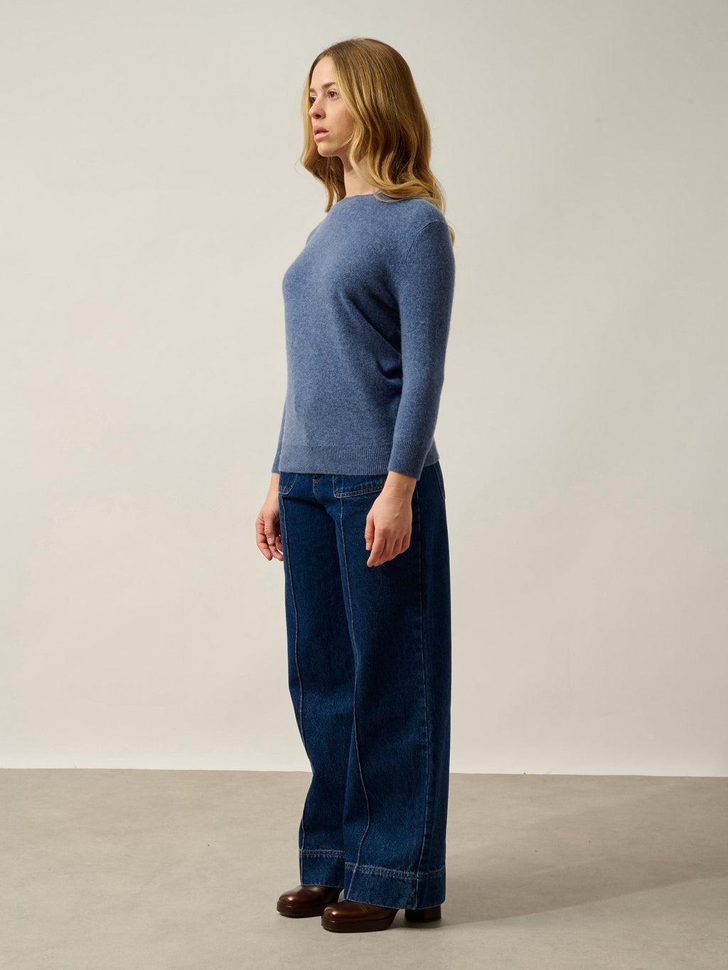 Pull Col Rond Boutonné Dos - Estaris - Bleu