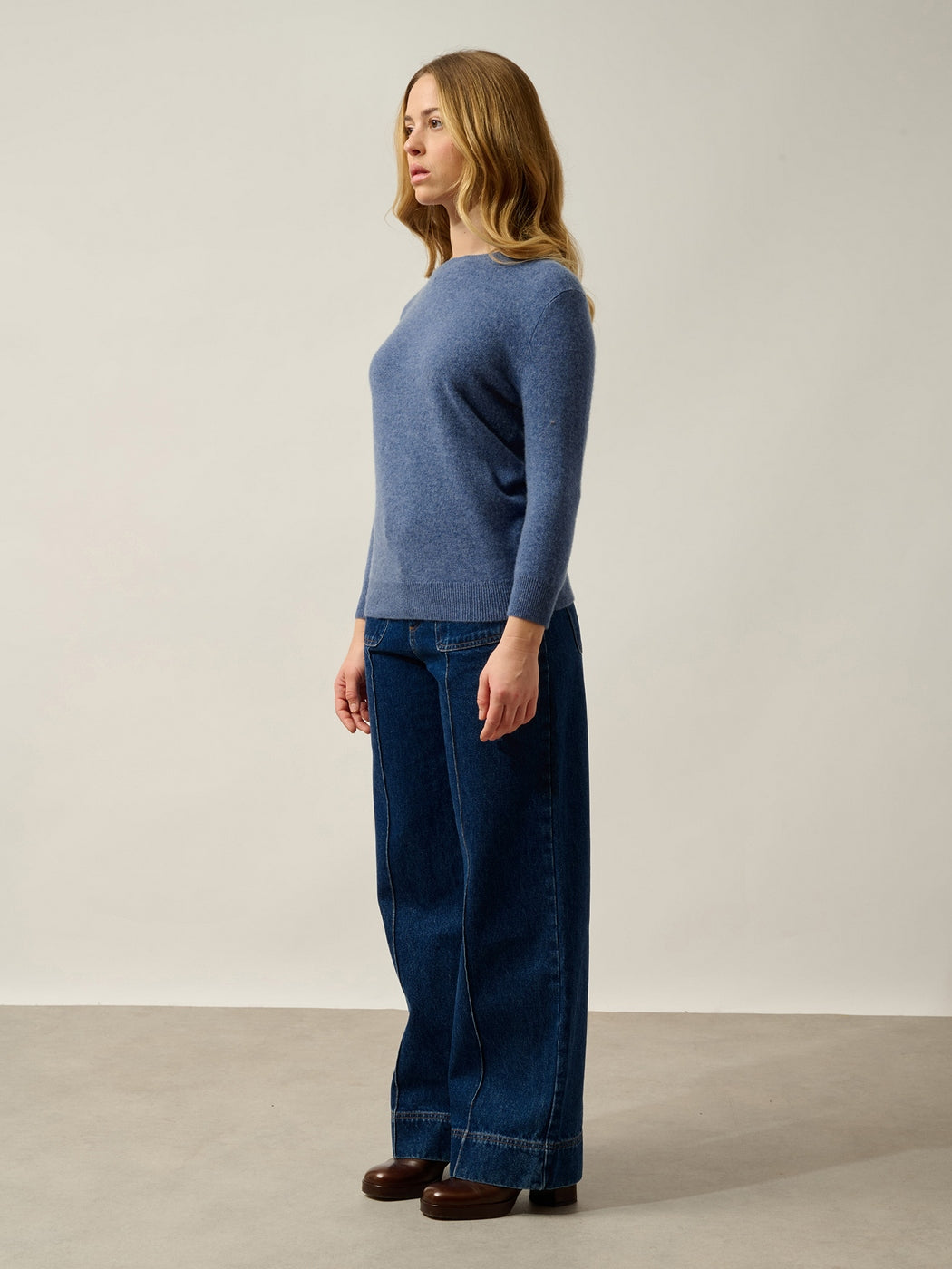 Pull Col Rond Boutonné Dos - Estaris - Bleu