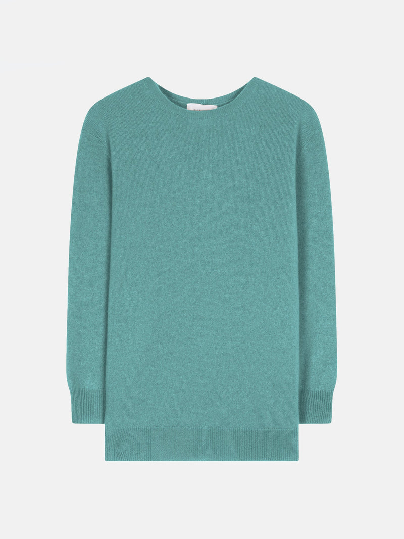 Pull Col Rond Boutonné Dos - Estaris - Vert Chiné