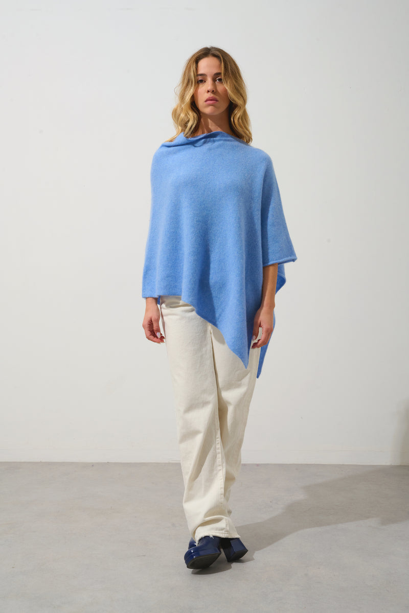 Poncho 4 Fils Meryl - Sky - 100% Cachemire 4 Fils - Femme