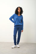 Jersey de cuello en V - Gardoria - Azul denim