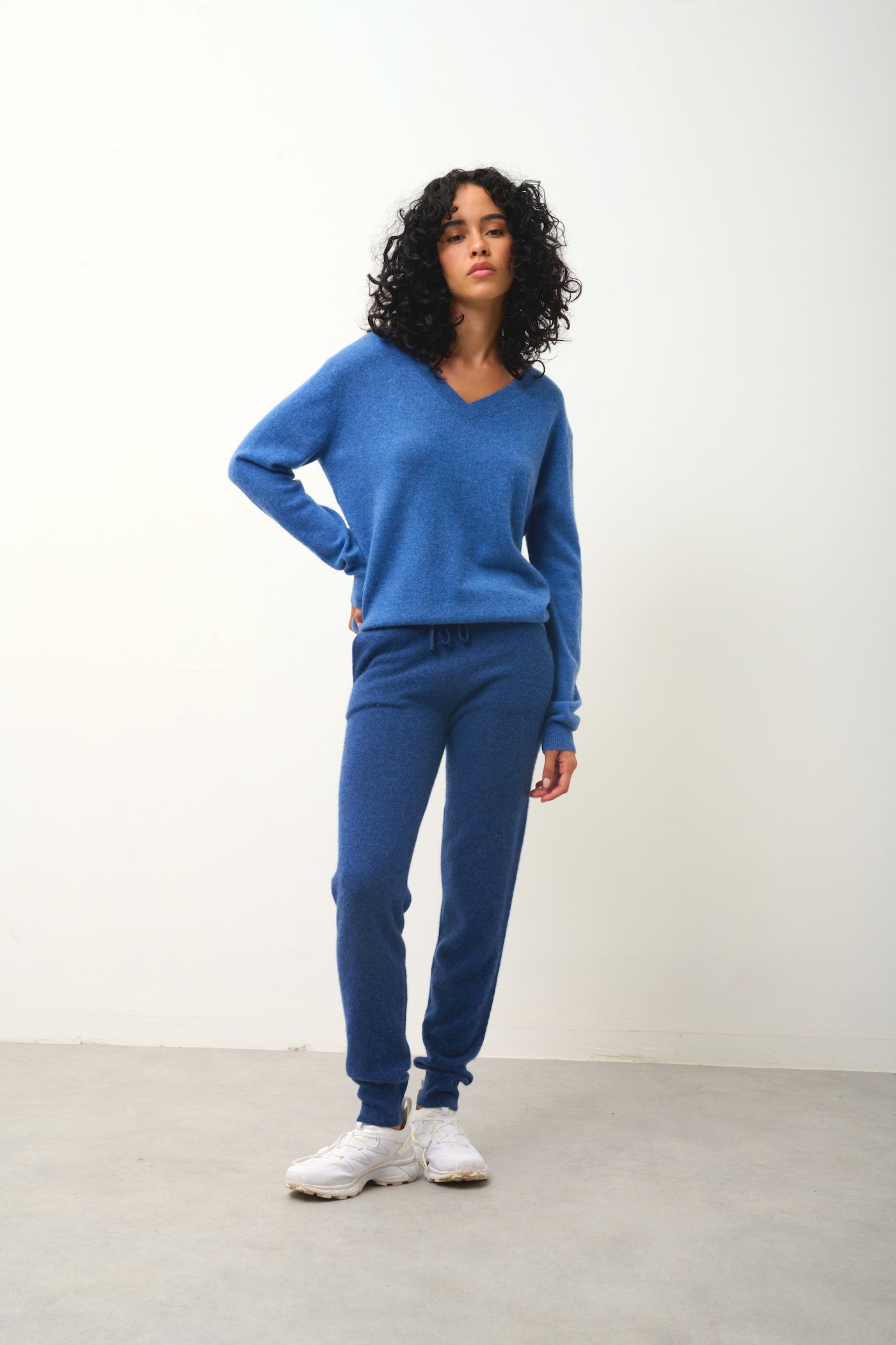 Jersey de cuello en V - Gardoria - Azul denim