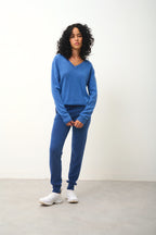 Jersey de cuello en V - Gardoria - Azul denim