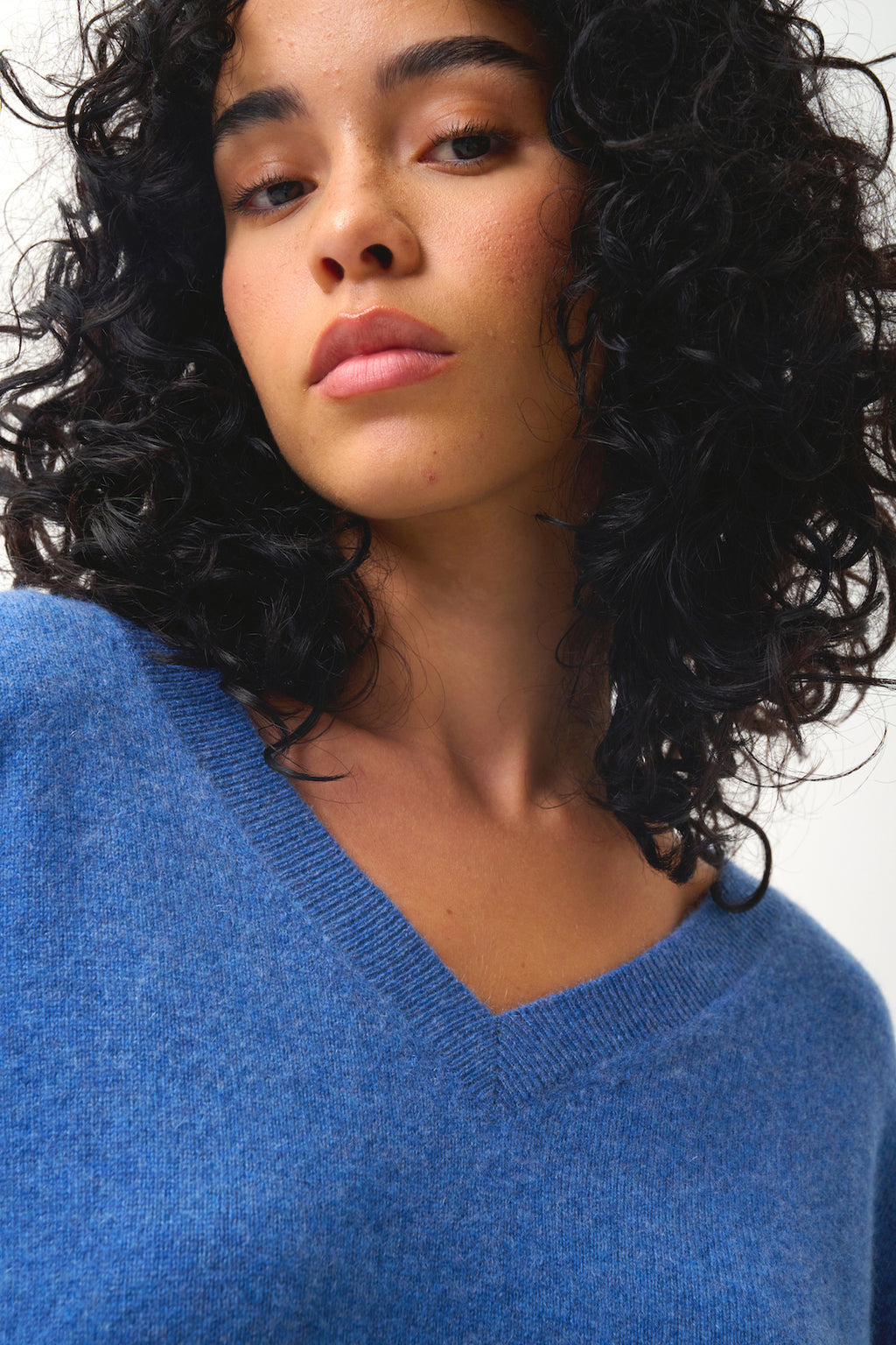 Jersey de cuello en V - Gardoria - Azul denim