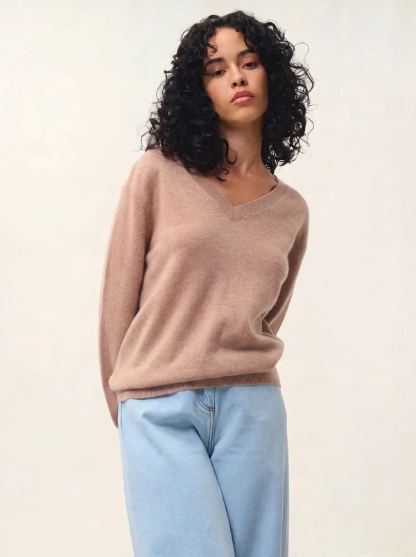 Maglione Scollo a V - Gardoria - Cammello Melange
