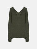 V-Neck Front and Back Jumper Giegn - Khaki Marl - 100% 2-Ply Cashmere