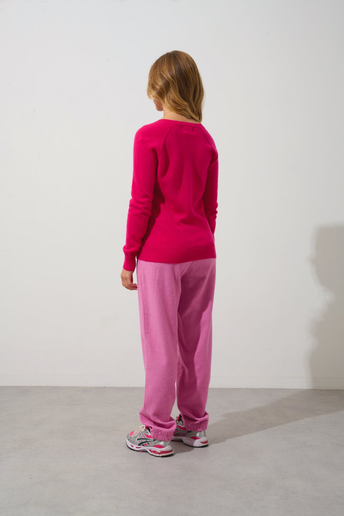 Pull Col V Giusalet - Fuchsia - 100% Cachemire 2 Fils - Femme
