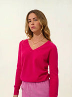 Pull Col V - Giusalet - Fuchsia