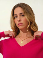 Pull Col V - Giusalet - Fuchsia