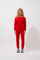 Jersey Goléon Bat - Rojo - 100% Cachemir de 2 capas - Mujer