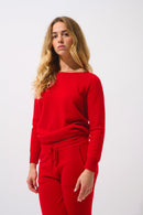 Jersey Goléon Bat - Rojo - 100% Cachemir de 2 capas - Mujer