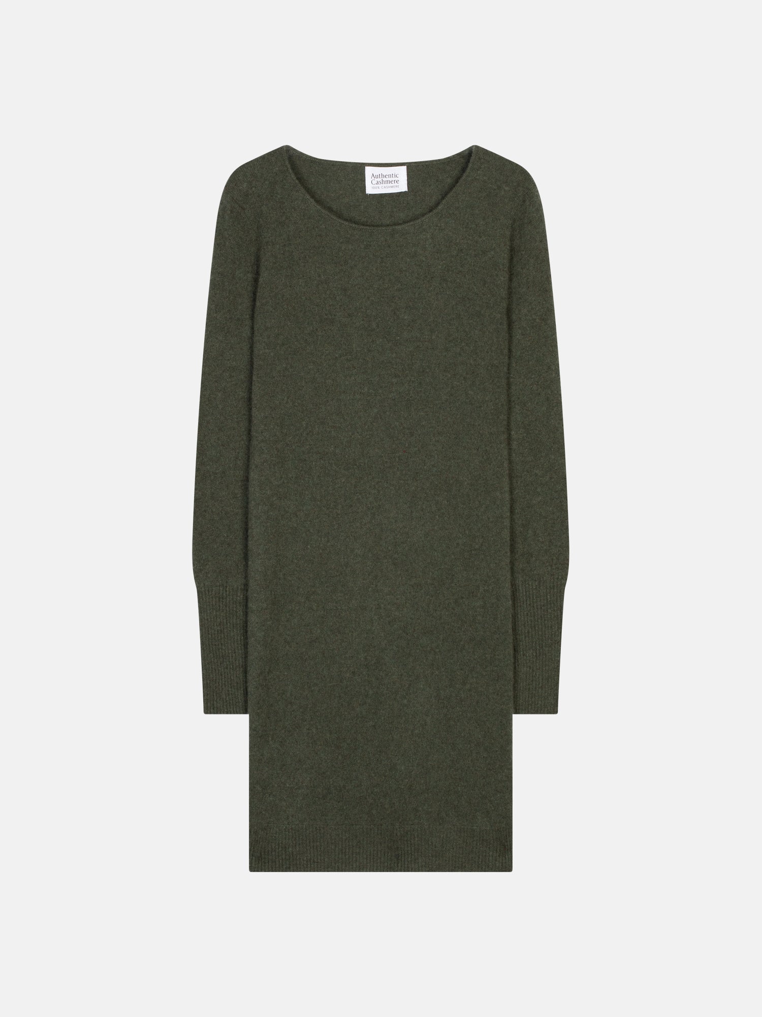 Vestido Cuello Redondo Armet - Kaki Chiné - 100% Cachemira 2 Hilos