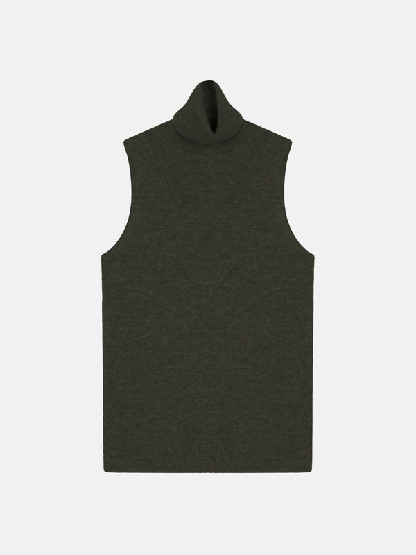 Pull Col Roulé - 100% Cachemire 2 Fils - Kaki Chiné