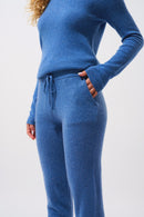 Jogging Ferrand - Bleu Denim - 100% Cachemire 2 Fils - Femme