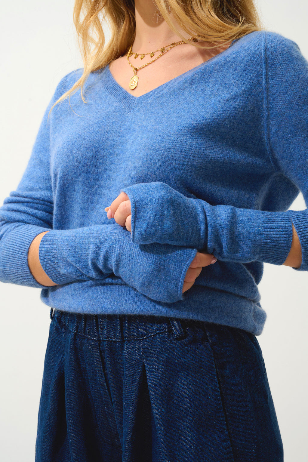 Mittens - 100% 2-Ply Cashmere - Denim Blue - Unisex
